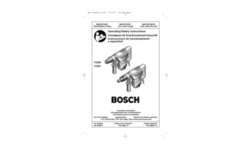 Bosch Power Tools Power Hammer 11240 User Manual