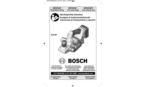 Bosch Power Tools Planer PLH181B User Manual