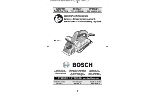 Bosch Power Tools Planer PL1682 User Manual