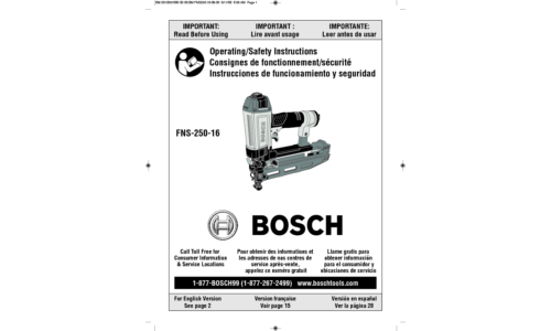 Bosch Power Tools Nail Gun FNS250-16 User Manual