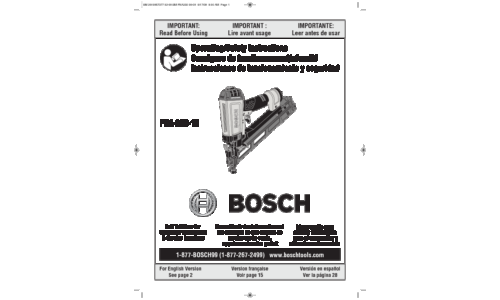 Bosch Power Tools Nail Gun FNA250-15 User Manual