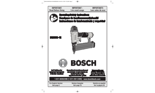 Bosch Power Tools Nail Gun BNS200-18 User Manual