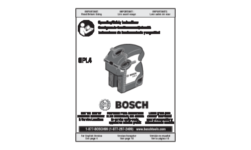 Bosch Power Tools Laser Level GPL4 User Manual