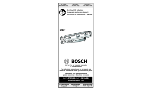 Bosch Power Tools Laser Level GPL3T User Manual