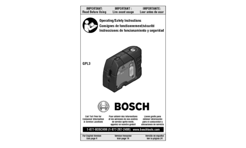 Bosch Power Tools Laser Level GPL3 User Manual