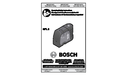 Bosch Power Tools Laser Level GPL2 User Manual