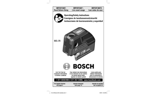 Bosch Power Tools Laser Level GCL25 User Manual