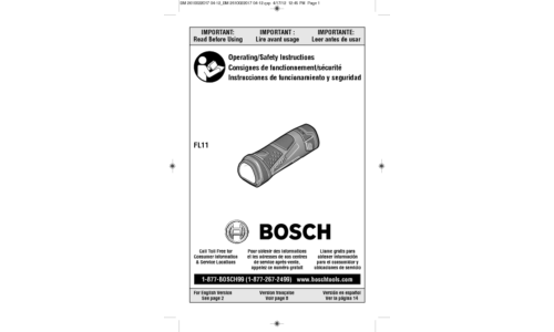 Bosch Power Tools Home Safety Product FL11A User Manual