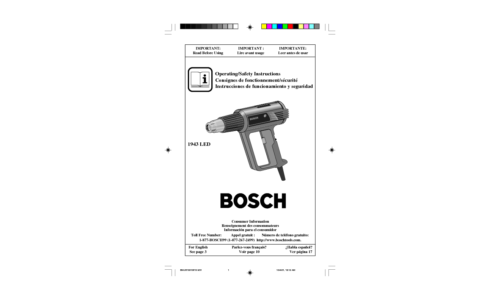 Bosch Power Tools Heat Gun 1943 LED User Manual