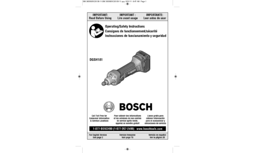 Bosch Power Tools Grinder DGSH181BL User Manual