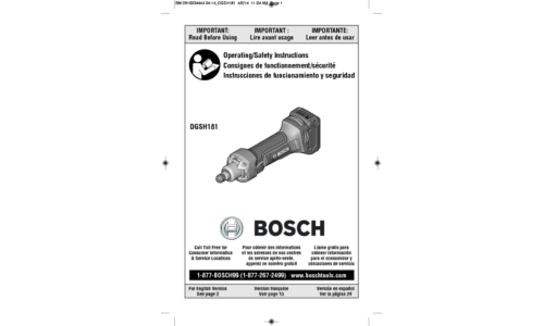 Bosch Power Tools Grinder DGSH181B User Manual