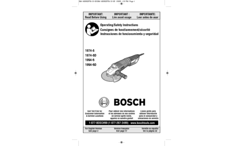 Bosch Power Tools Grinder 1974-8D User Manual