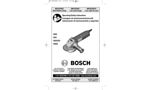 Bosch Power Tools Grinder 1800 User Manual