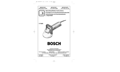 Bosch Power Tools Grinder 1773AK User Manual