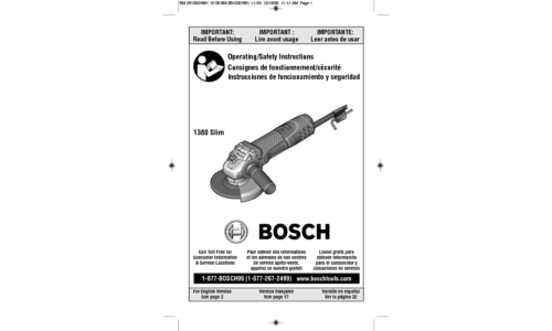 Bosch Power Tools Grinder 1380 SLIM User Manual