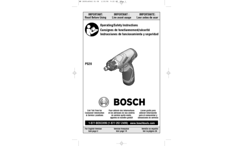 Bosch Power Tools Drill PS20 User Manual