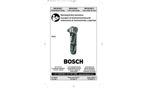 Bosch Power Tools Drill PS10 User Manual