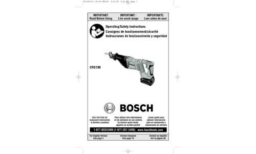 Bosch Power Tools Drill CRS180 User Manual