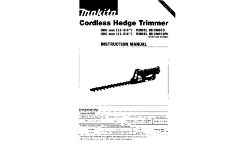 Makita UH3000DW User Manual