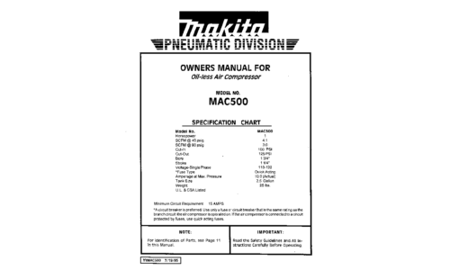 Makita MAC500 Troubleshooting Guide