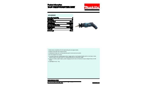 Makita JR102DWE Sabre Saw