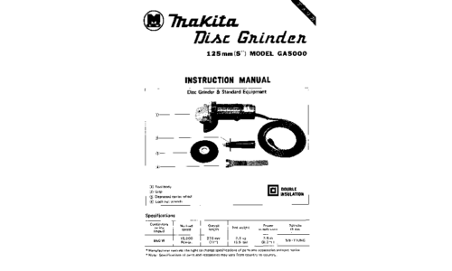 Makita GA5000 User Manual