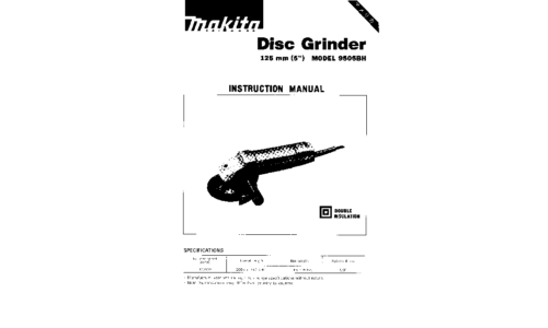 Makita DISC GRINDER 9505BH User Manual