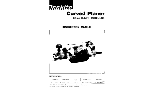 Makita CURVED PLANER 1001 User Manual