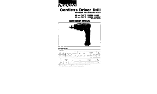 Makita CORDLESS DRIVER DRILL 607LDW User Manual