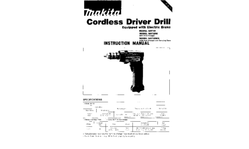 Makita CORDLESS DRIVER DRILL 6071D User Manual