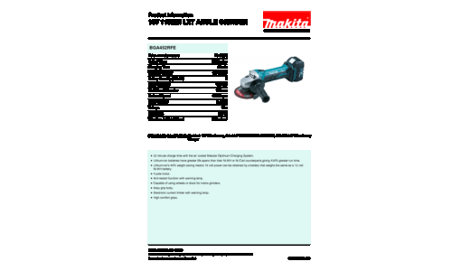 Makita BGA452RFE Cordless Angle Grinder