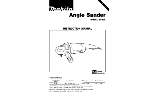 Makita ANGLE SANDER 9040L Instruction Manual