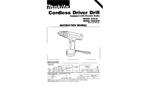 Makita 6221D Cordless Drill User Manual