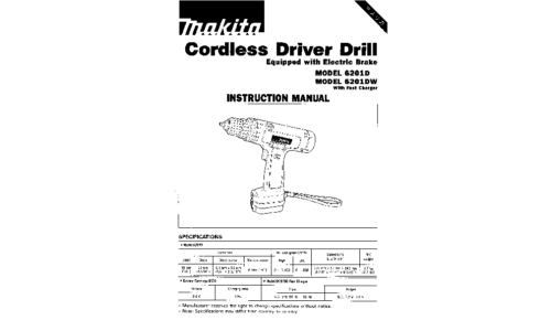 Makita 6201DW Cordless Drill User Manual