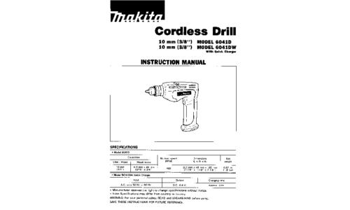 Makita 6041DW User Manual