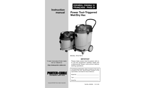 Porter-Cable Vacuum Cleaner 7812 User Manual