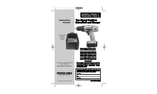 Porter-Cable Two-Speed Cordless Driver Drill And Charger User Manual