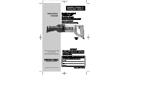 Porter-Cable TIGERCLAW 740 User Manual