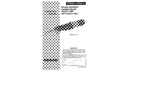 Porter-Cable TIGER CUB 647 T3 User Manual