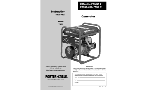 Porter-Cable T550 User Manual