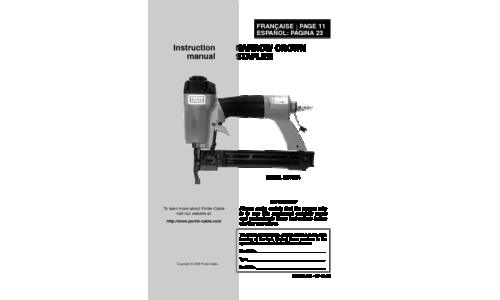 Porter-Cable Staple Gun NS100A User Manual