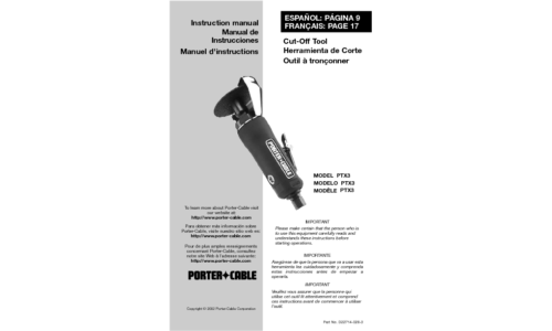 Porter-Cable Saw PTX3 User Manual