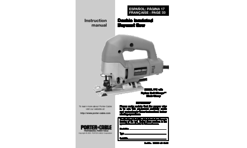 Porter-Cable Saw Model 543 User Manual