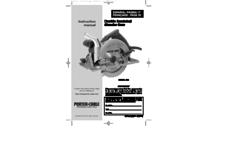 Porter-Cable Saw 743 User Manual