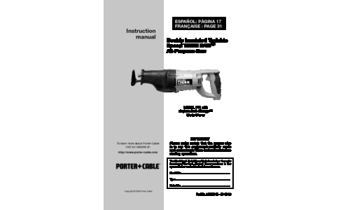 Porter-Cable Saw 741 User Manual