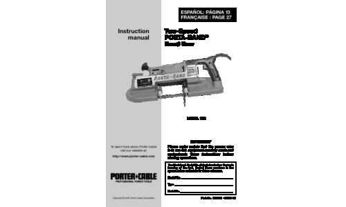 Porter-Cable Saw 725 User Manual