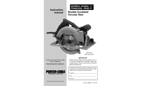 Porter-Cable Saw 447 User Manual