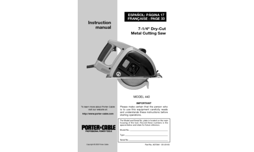 Porter-Cable Saw 440 User Manual