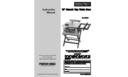 Porter-Cable Saw 3812 User Manual