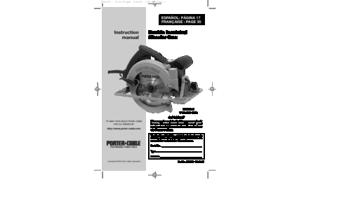 Porter-Cable Saw 347k User Manual